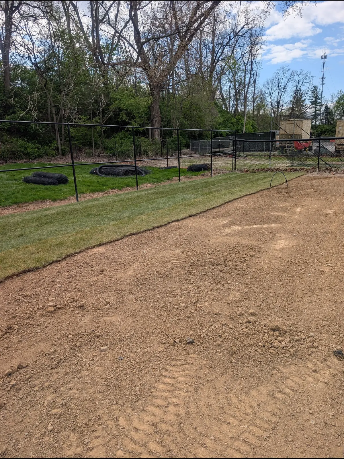 Infield skin being leveled during a renovation, serving Dayton, OH