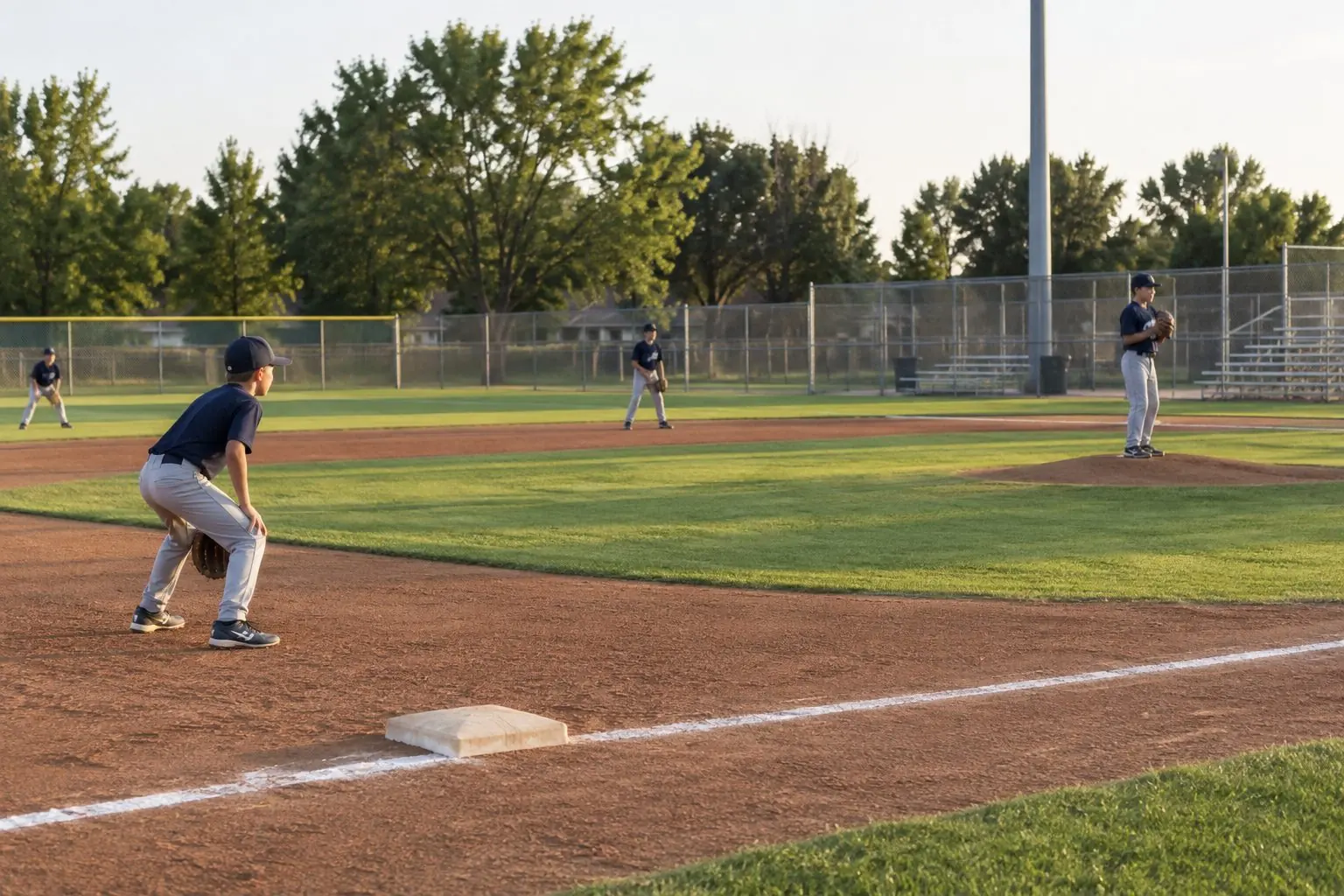 Youth baseball field with a groomed infield ready for practice